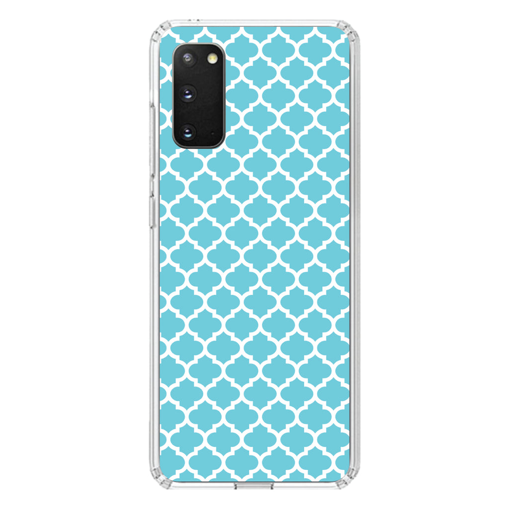 Light Blue White Moroccan Lattice Clear Shockproof iPhone Case, view 14