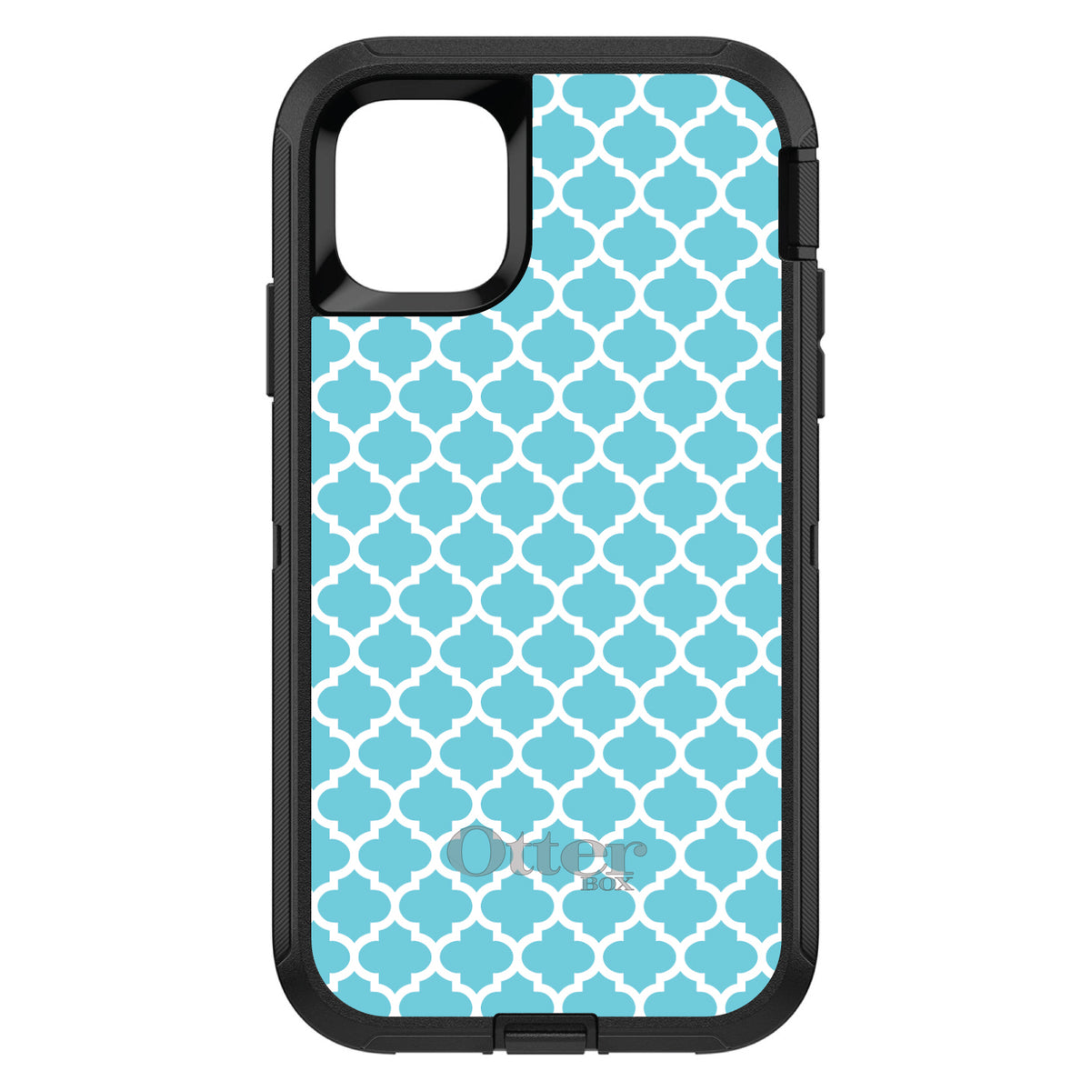 Light Blue White Moroccan Lattice OtterBox Defender Case for iPhone & Galaxy, view 2