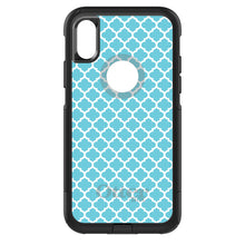 DistinctInk OtterBox Commuter Series Case for Apple iPhone or Samsung Galaxy - Light Blue White Moroccan Lattice