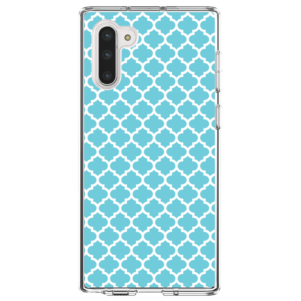 Light Blue White Moroccan Lattice Clear Shockproof iPhone Case, view 9