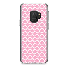 DistinctInk® Clear Shockproof Hybrid Case for Apple iPhone / Samsung Galaxy / Google Pixel - Pink White Moroccan Lattice