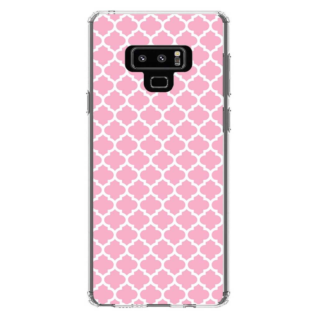 Pink White Moroccan Lattice Clear Shockproof iPhone Case, view 11