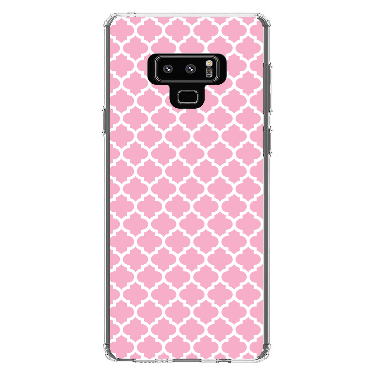 Pink White Moroccan Lattice Clear Shockproof iPhone Case, view 11
