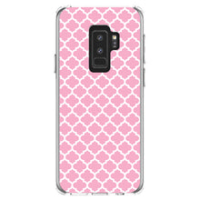 DistinctInk® Clear Shockproof Hybrid Case for Apple iPhone / Samsung Galaxy / Google Pixel - Pink White Moroccan Lattice