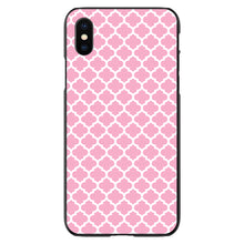 DistinctInk® Hard Plastic Snap-On Case for Apple iPhone or Samsung Galaxy - Pink White Moroccan Lattice