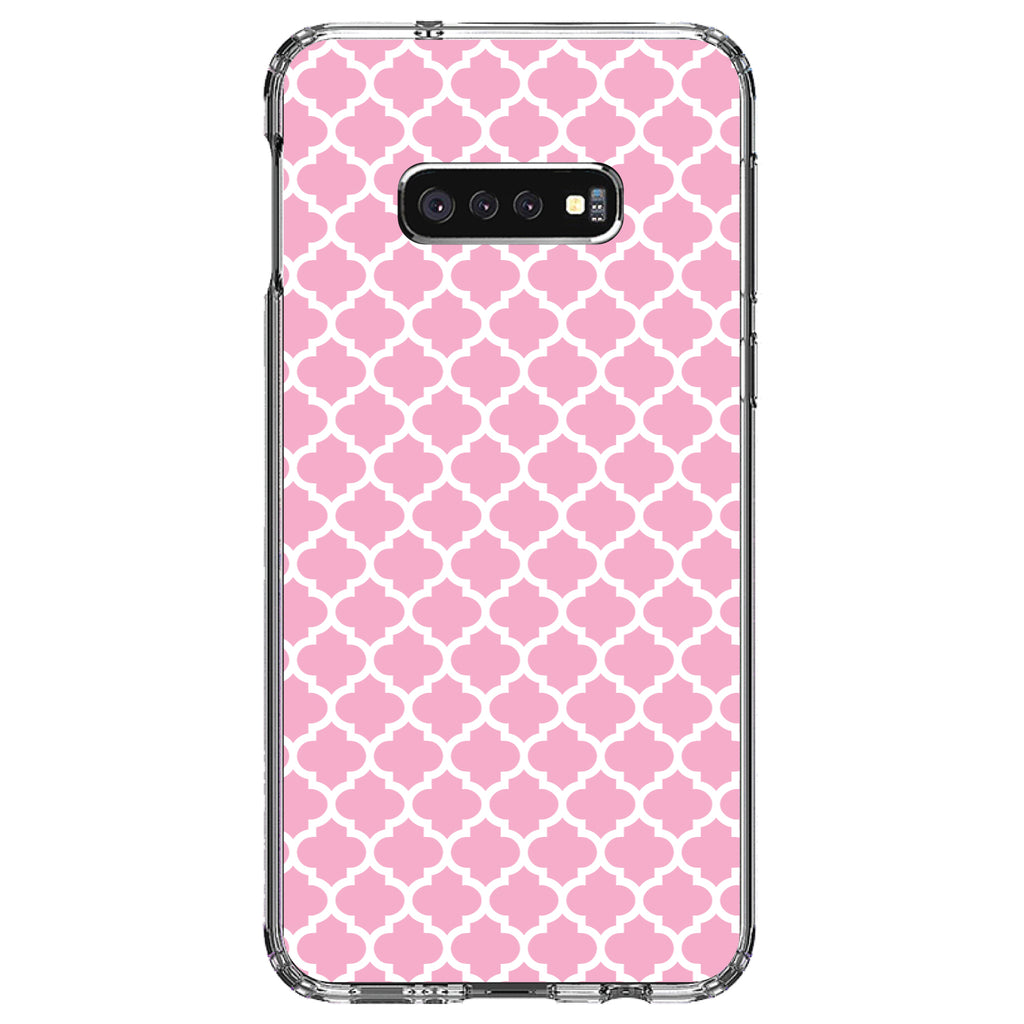 Pink White Moroccan Lattice Clear Shockproof iPhone Case, view 18