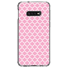 DistinctInk® Clear Shockproof Hybrid Case for Apple iPhone / Samsung Galaxy / Google Pixel - Pink White Moroccan Lattice