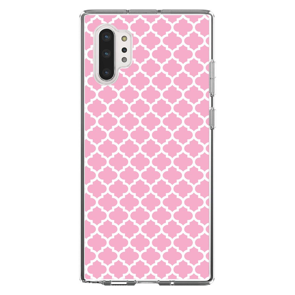 Pink White Moroccan Lattice Clear Shockproof iPhone Case, view 10