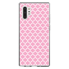 DistinctInk® Clear Shockproof Hybrid Case for Apple iPhone / Samsung Galaxy / Google Pixel - Pink White Moroccan Lattice