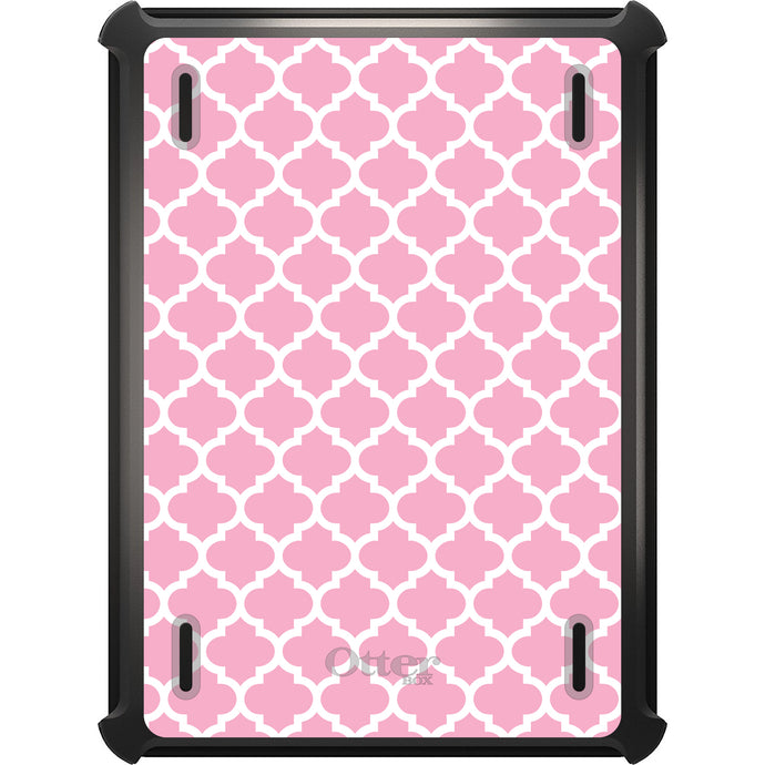 DistinctInk™ OtterBox Defender Series Case for Apple iPad / iPad Pro / iPad Air / iPad Mini - Pink White Moroccan Lattice