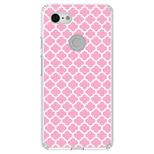 DistinctInk® Clear Shockproof Hybrid Case for Apple iPhone / Samsung Galaxy / Google Pixel - Pink White Moroccan Lattice