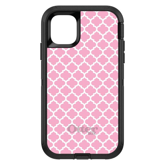 DistinctInk™ OtterBox Defender Series Case for Apple iPhone / Samsung Galaxy / Google Pixel - Pink White Moroccan Lattice