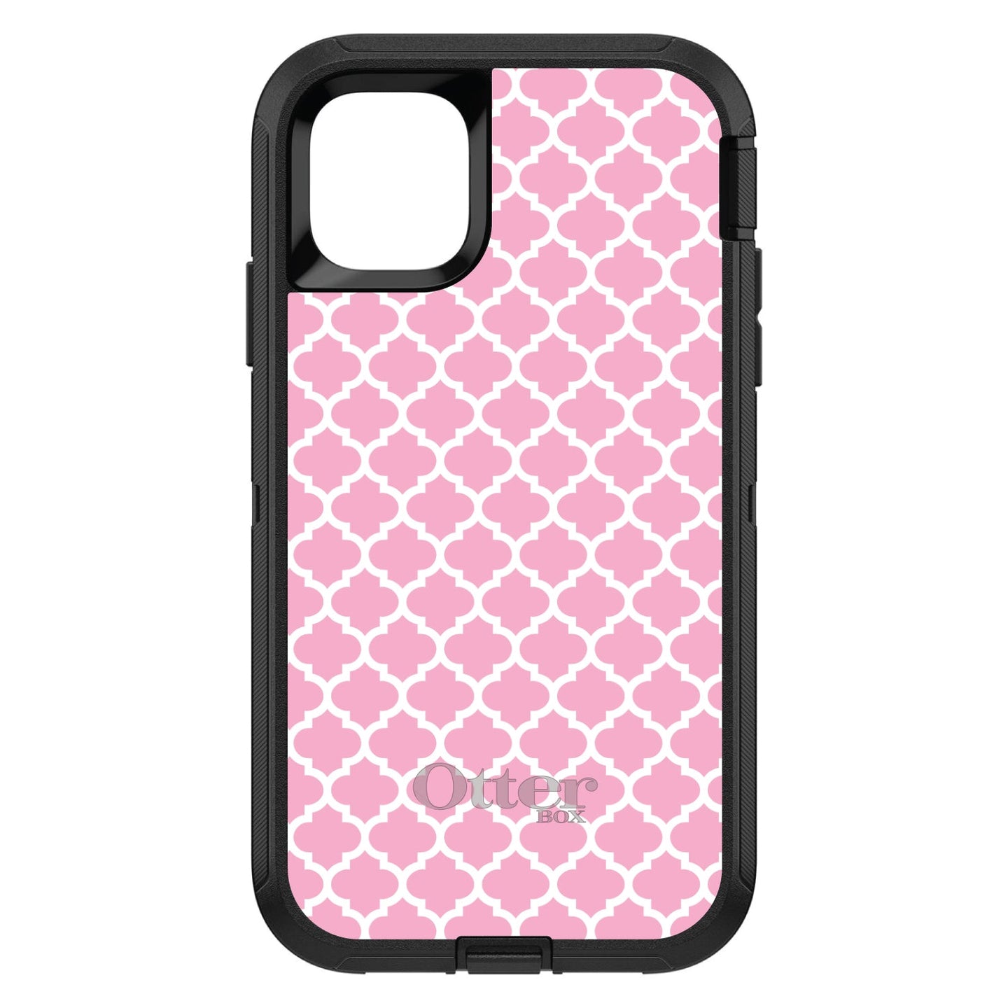 DistinctInk™ OtterBox Defender Series Case for Apple iPhone / Samsung Galaxy / Google Pixel - Pink White Moroccan Lattice
