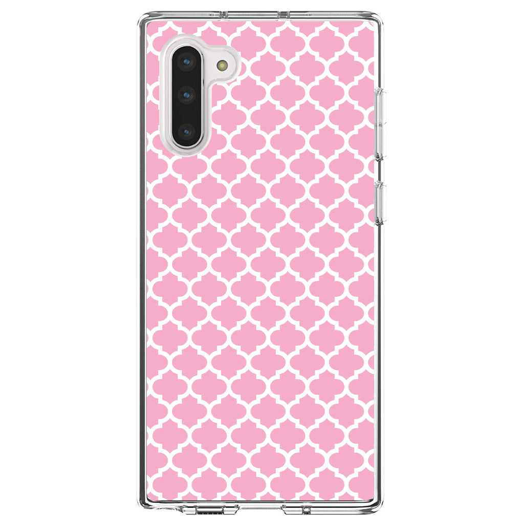 Pink White Moroccan Lattice Clear Shockproof iPhone Case, view 9