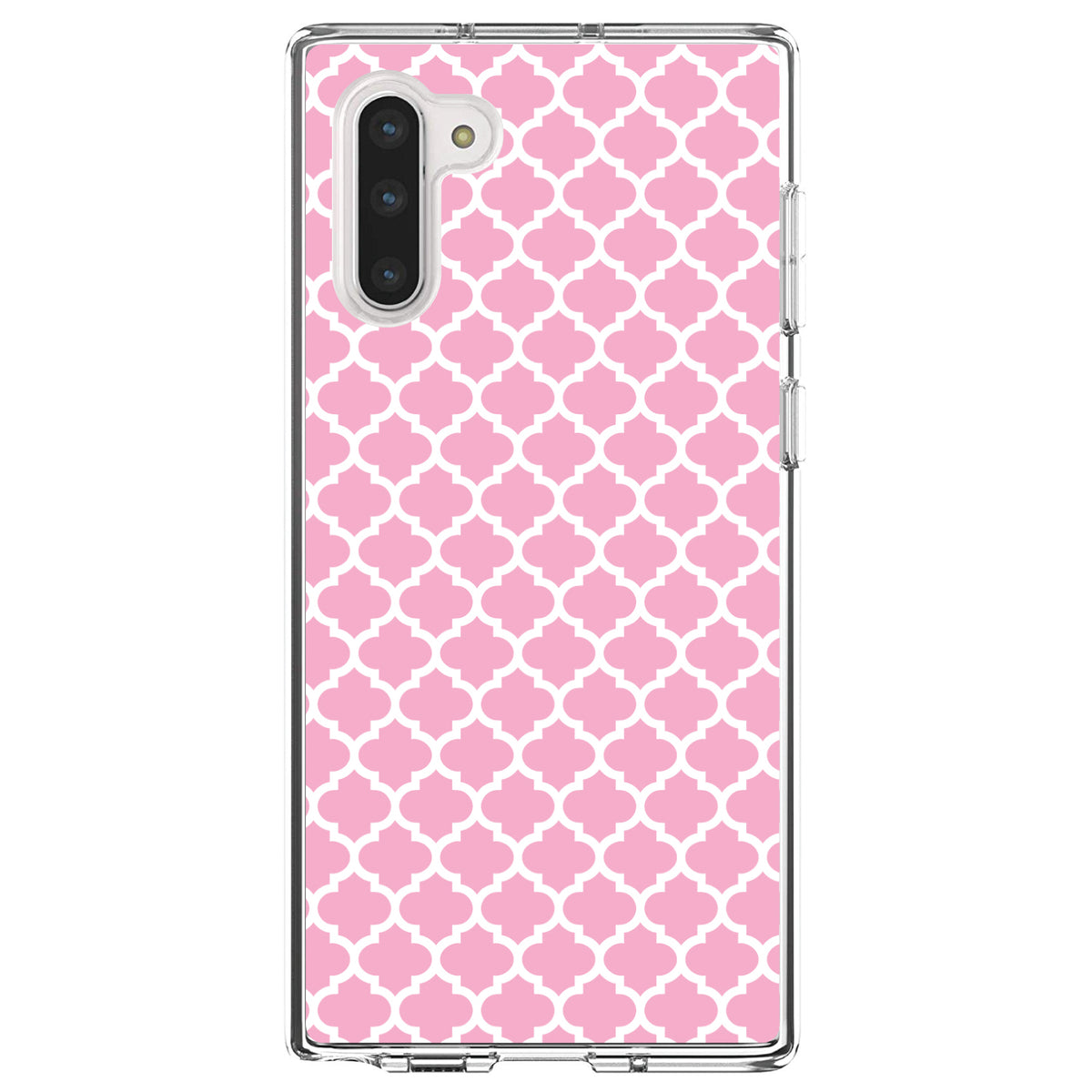 Pink White Moroccan Lattice Clear Shockproof iPhone Case, view 9