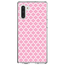 DistinctInk® Clear Shockproof Hybrid Case for Apple iPhone / Samsung Galaxy / Google Pixel - Pink White Moroccan Lattice
