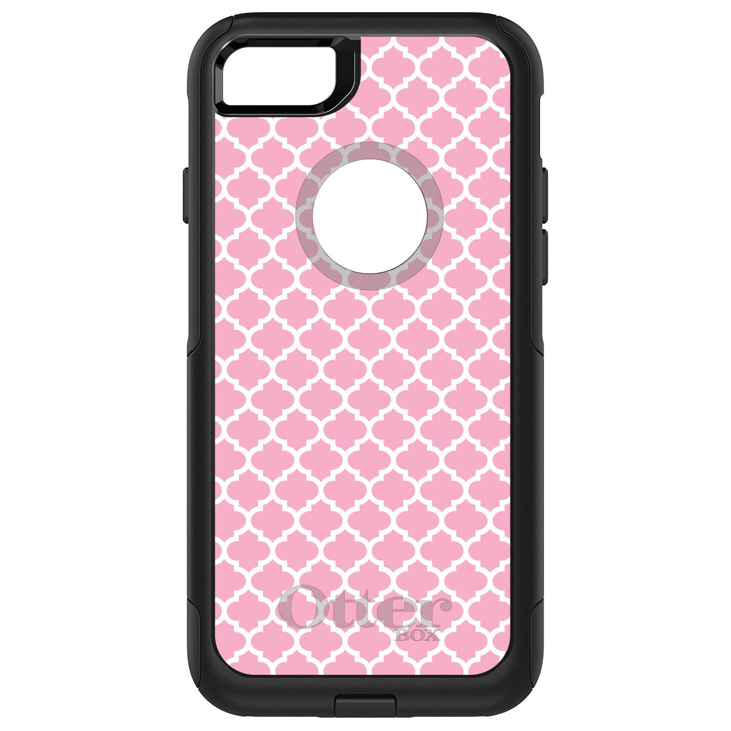 DistinctInk OtterBox Commuter Series Case for Apple iPhone or Samsung Galaxy - Pink White Moroccan Lattice