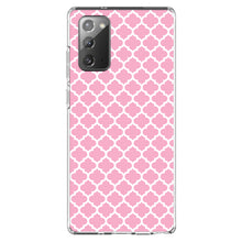 DistinctInk® Clear Shockproof Hybrid Case for Apple iPhone / Samsung Galaxy / Google Pixel - Pink White Moroccan Lattice