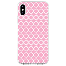 DistinctInk® Clear Shockproof Hybrid Case for Apple iPhone / Samsung Galaxy / Google Pixel - Pink White Moroccan Lattice