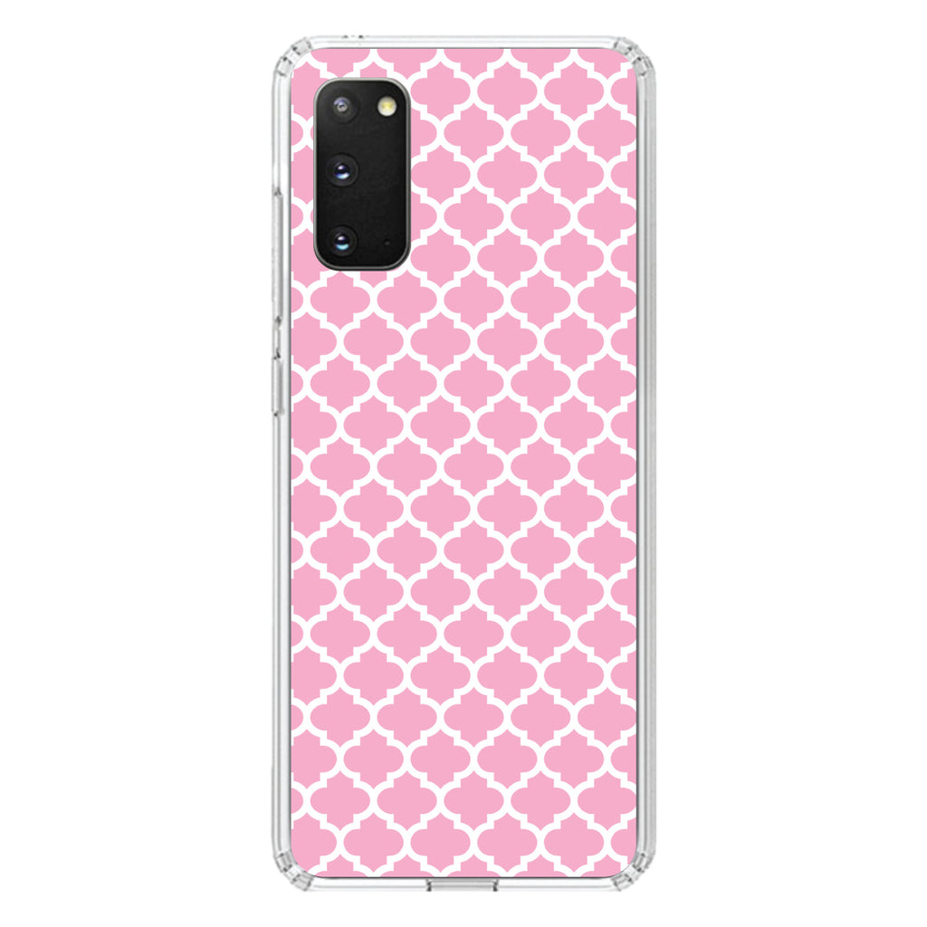 Pink White Moroccan Lattice Clear Shockproof iPhone Case, view 13