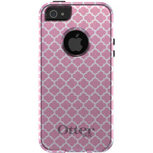 DistinctInk OtterBox Commuter Series Case for Apple iPhone or Samsung Galaxy - Pink White Moroccan Lattice