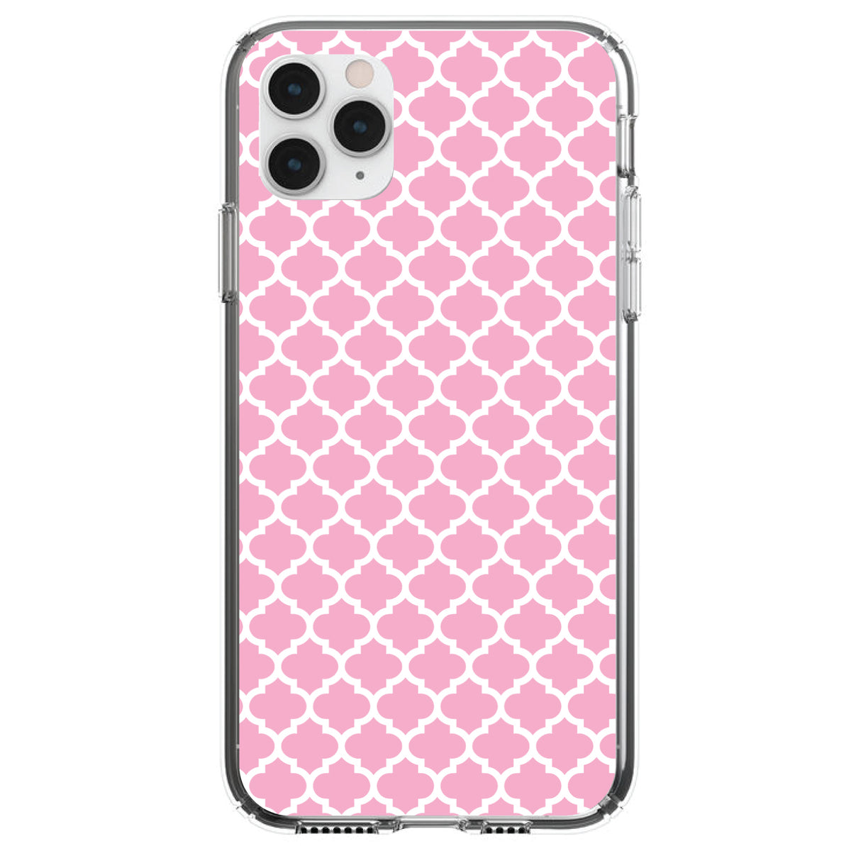 Pink White Moroccan Lattice Clear Shockproof iPhone Case