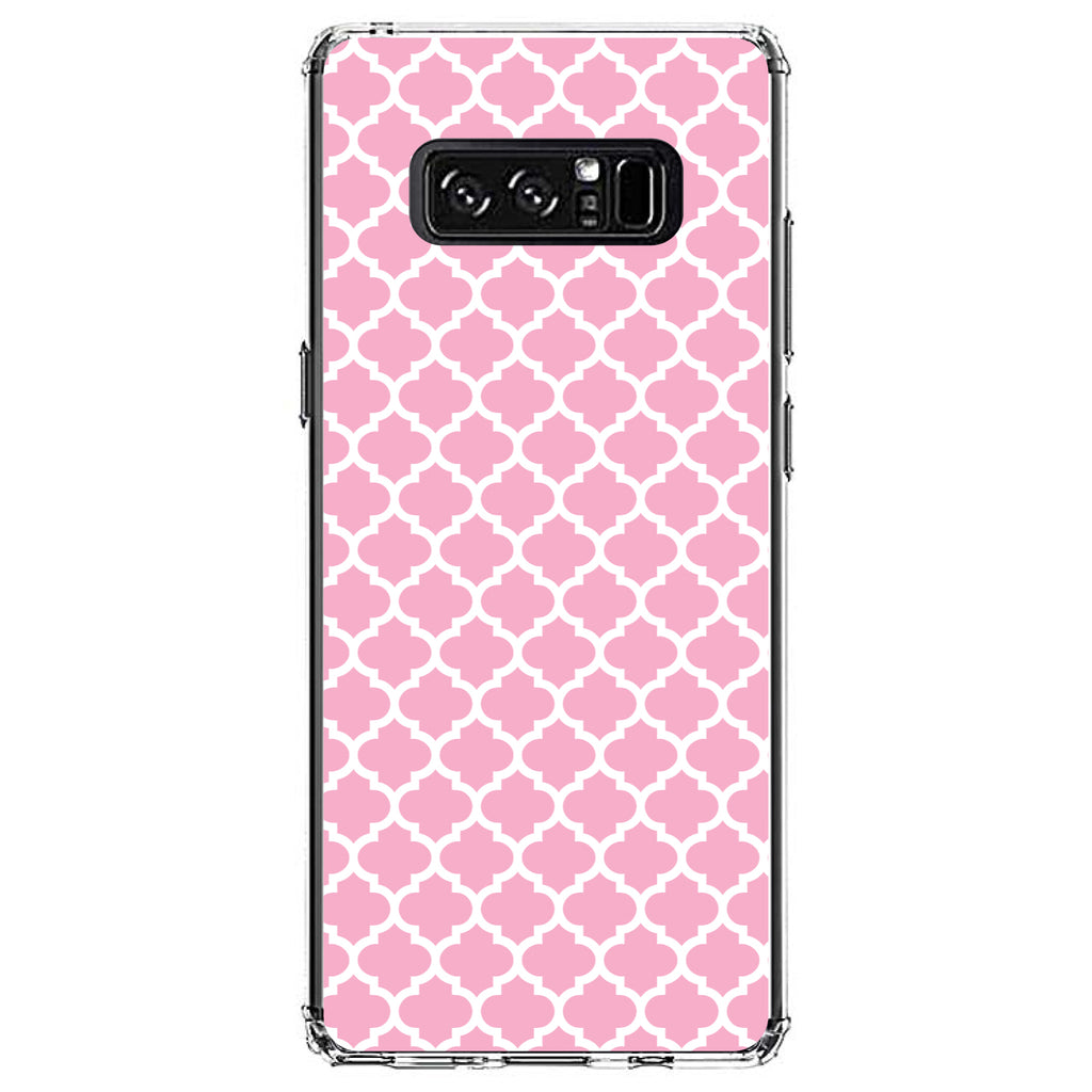 Pink White Moroccan Lattice Clear Shockproof iPhone Case, view 12