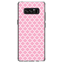 DistinctInk® Clear Shockproof Hybrid Case for Apple iPhone / Samsung Galaxy / Google Pixel - Pink White Moroccan Lattice