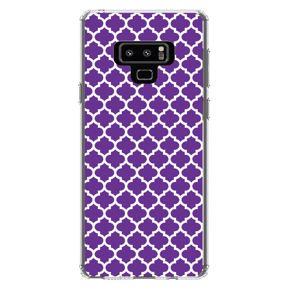 Purple White Moroccan Lattice Clear Shockproof iPhone Case, view 11