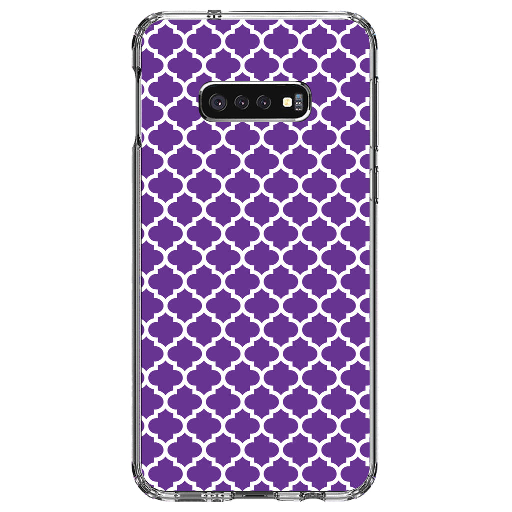Purple White Moroccan Lattice Clear Shockproof iPhone Case, view 18