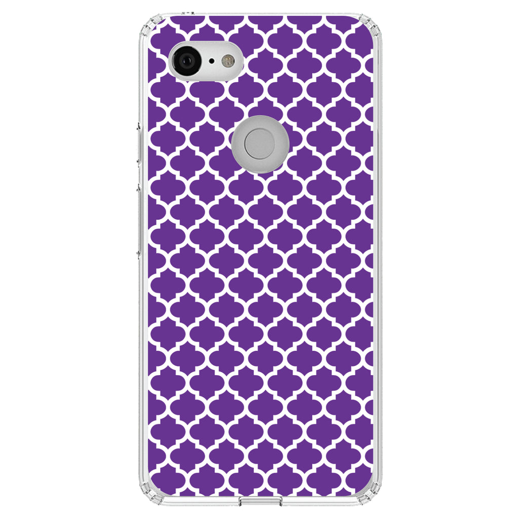 Purple White Moroccan Lattice Clear Shockproof iPhone Case, view 22