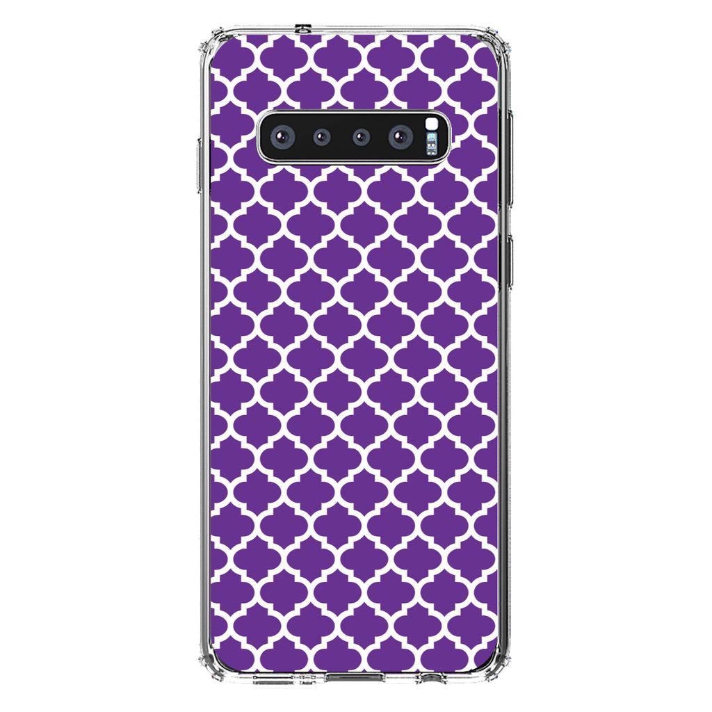 Purple White Moroccan Lattice Clear Shockproof iPhone Case, view 17