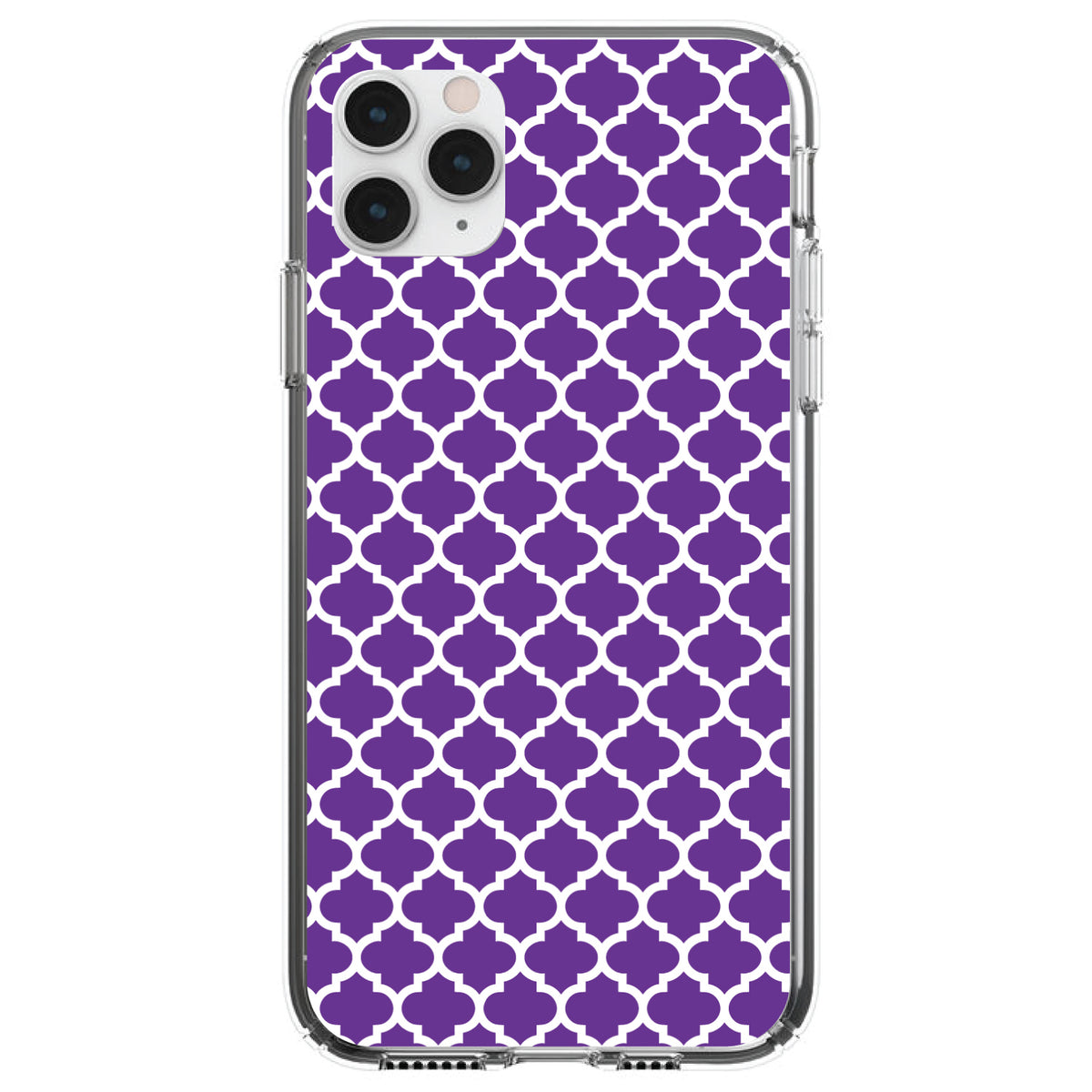 Purple White Moroccan Lattice Clear Shockproof iPhone Case