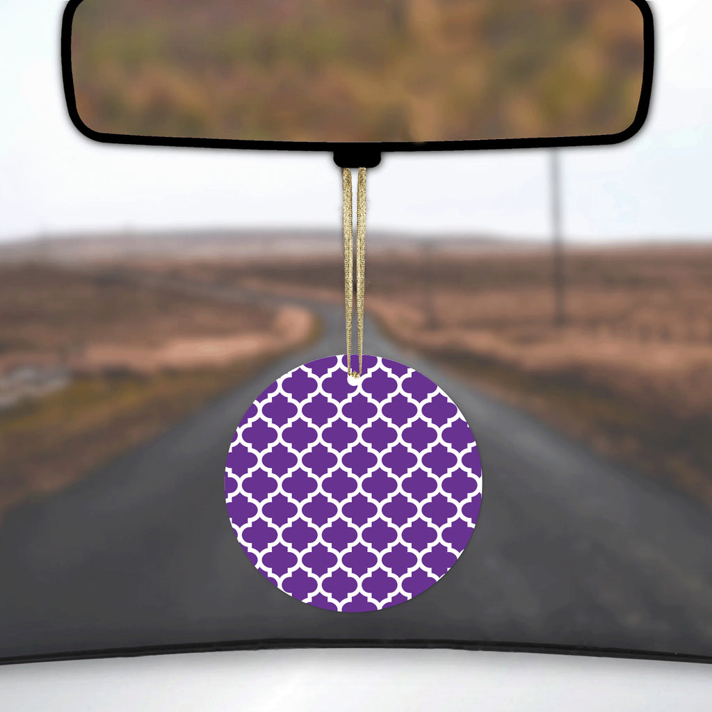 Purple White Moroccan Lattice Ceramic Ornament, view 3
