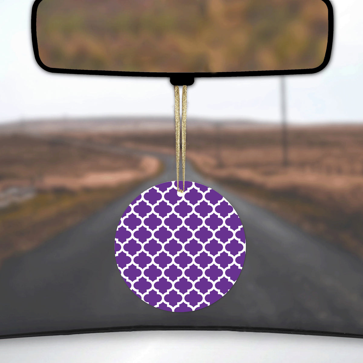 Purple White Moroccan Lattice Ceramic Ornament, view 3