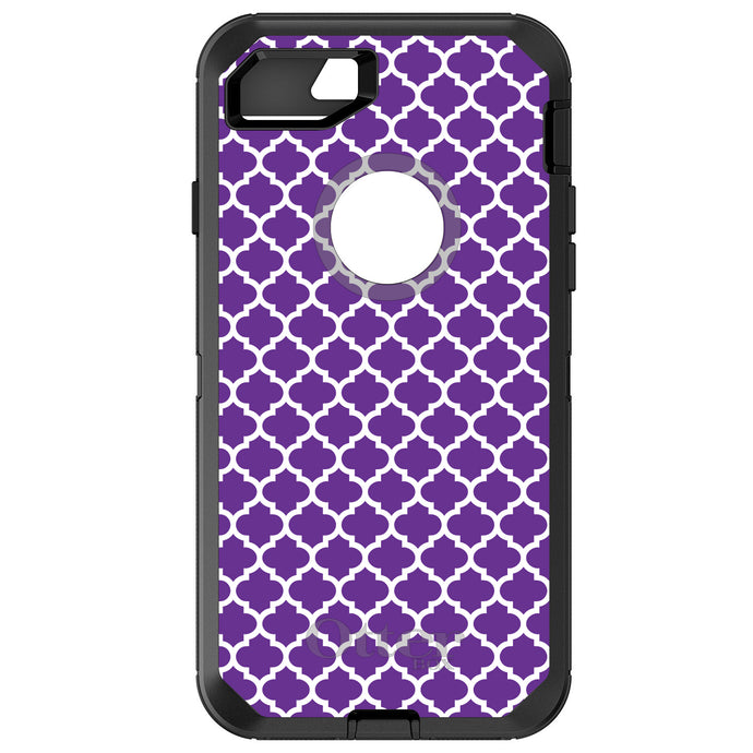 DistinctInk™ OtterBox Defender Series Case for Apple iPhone / Samsung Galaxy / Google Pixel - Purple White Moroccan Lattice