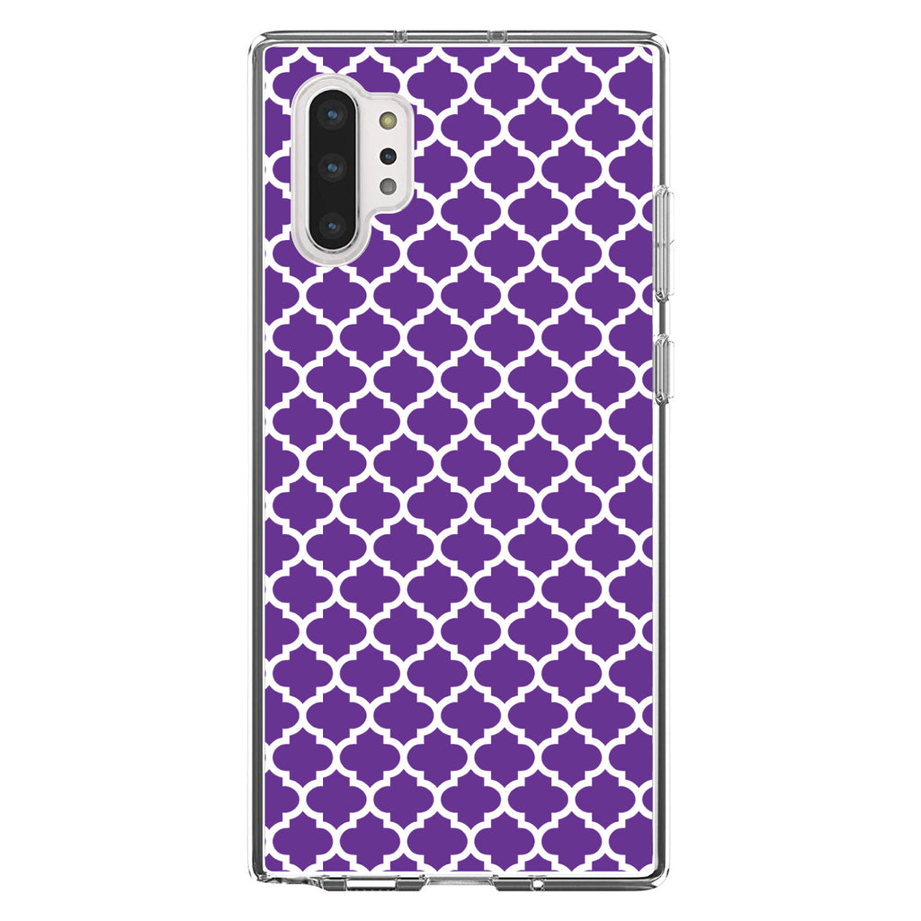 Purple White Moroccan Lattice Clear Shockproof iPhone Case, view 10