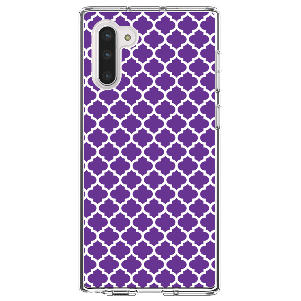 Purple White Moroccan Lattice Clear Shockproof iPhone Case, view 9