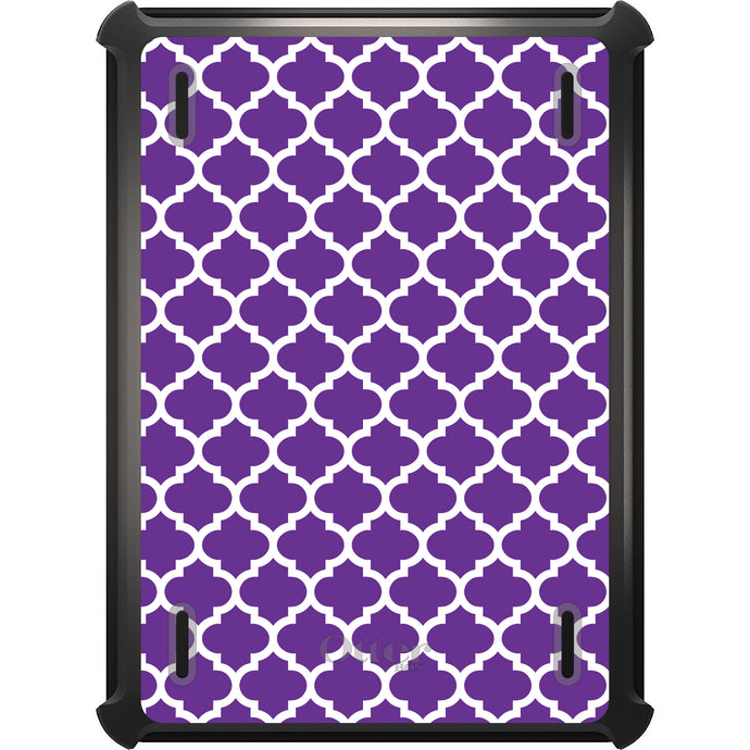 DistinctInk™ OtterBox Defender Series Case for Apple iPad / iPad Pro / iPad Air / iPad Mini - Purple White Moroccan Lattice