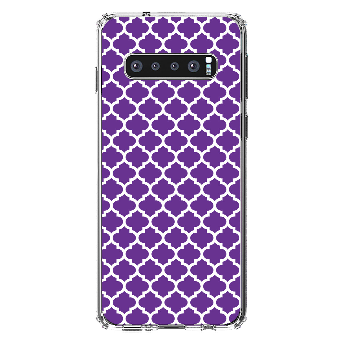 Purple White Moroccan Lattice Clear Shockproof iPhone Case, view 16