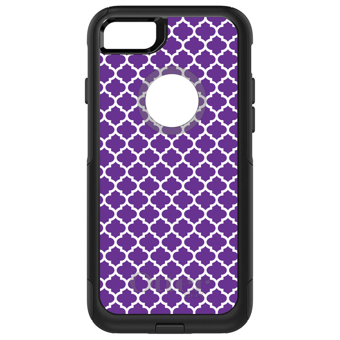 DistinctInk OtterBox Commuter Series Case for Apple iPhone or Samsung Galaxy - Purple White Moroccan Lattice