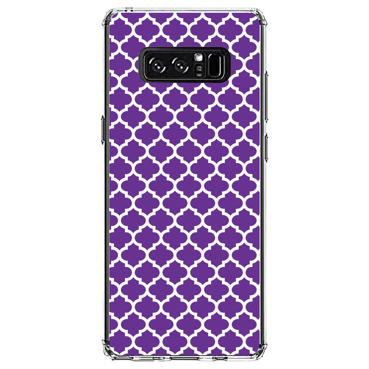 Purple White Moroccan Lattice Clear Shockproof iPhone Case, view 12