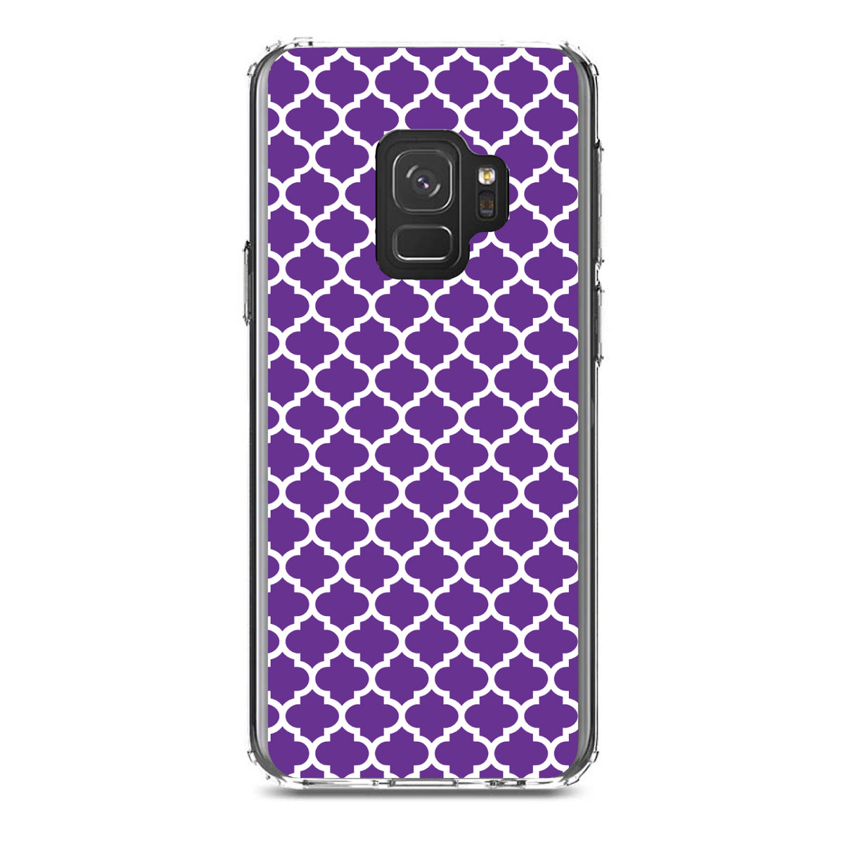 Purple White Moroccan Lattice Clear Shockproof iPhone Case, view 19