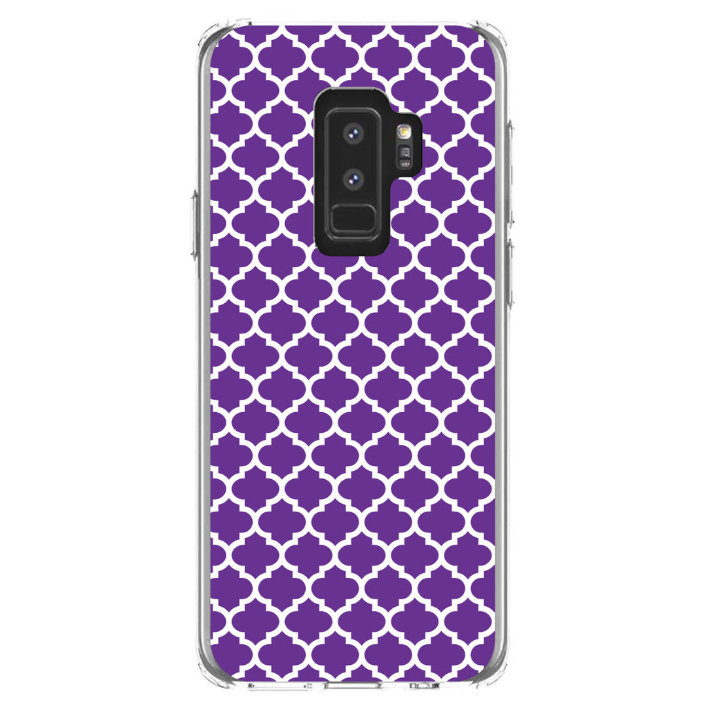 Purple White Moroccan Lattice Clear Shockproof iPhone Case, view 20