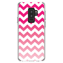 DistinctInk® Clear Shockproof Hybrid Case for Apple iPhone / Samsung Galaxy / Google Pixel - White Pink Fade Ombré Chevron Stripes