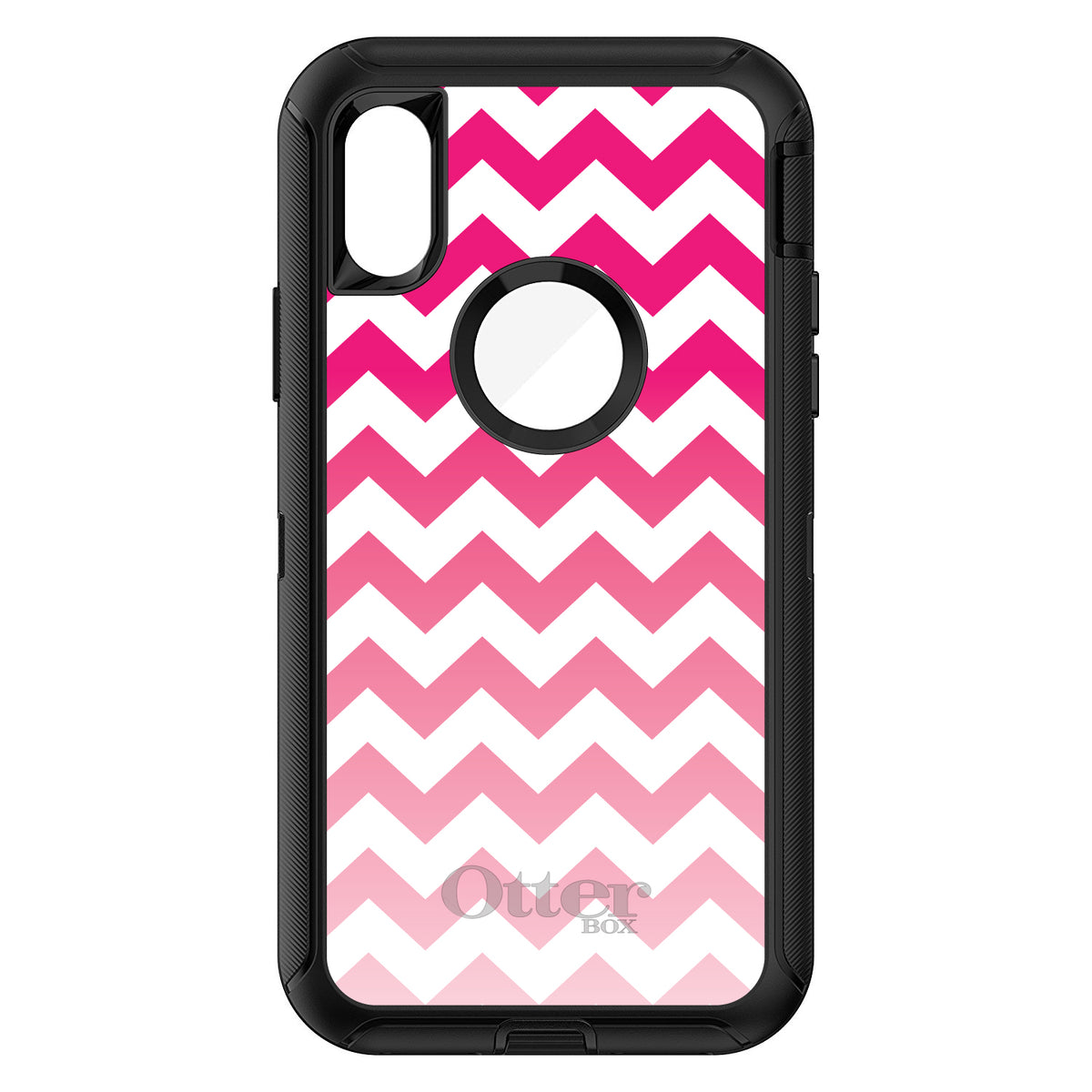 White Pink Fade Chevron Stripes OtterBox Defender Case for iPhone & Galaxy, view 3