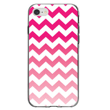 DistinctInk® Clear Shockproof Hybrid Case for Apple iPhone / Samsung Galaxy / Google Pixel - White Pink Fade Ombré Chevron Stripes