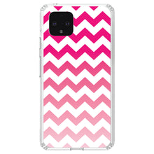 DistinctInk® Clear Shockproof Hybrid Case for Apple iPhone / Samsung Galaxy / Google Pixel - White Pink Fade Ombré Chevron Stripes