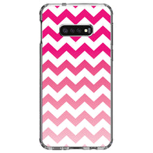 DistinctInk® Clear Shockproof Hybrid Case for Apple iPhone / Samsung Galaxy / Google Pixel - White Pink Fade Ombré Chevron Stripes