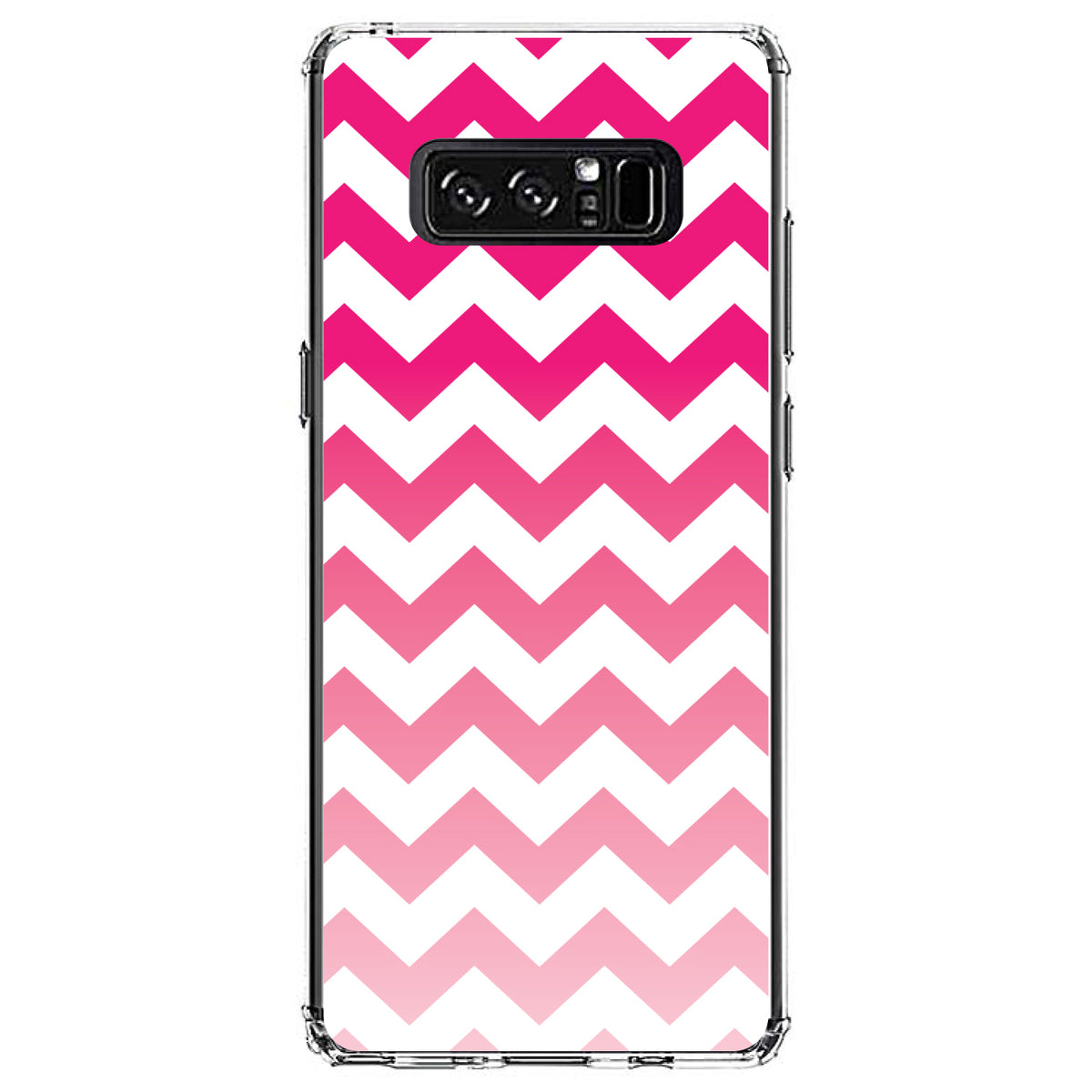 White Pink Fade Ombré Chevron Stripes Clear Shockproof iPhone Case, view 12